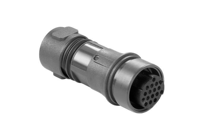 Flex Cable Connector PXP6010 Series 8 Contact Plug Crimp/Solder Termination  (contacts available separately) 7mm-9mm Cable (Yellow Gland) Plastic Body