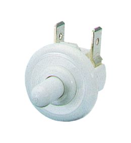 0055 Series S.P. On Off (Momentary Off) Round Door Switch 4.8 x 0.8 QC Termination 90 Degree Terminals White Gloss