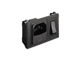 Horizontal Power Entry Module 62.7mm C14 Cold Condition Inlet Integral Twin Fused (PF0033) 6.3mm Tab Termination A0420 Filter (4A PS26/A L/C v2) Red Indicator