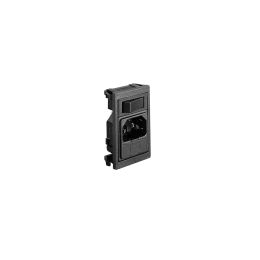 Vertical Power Entry Module 58.9mm C14 Cold Condition Inlet Integral Twin Fused (PF0033) 2.8mm Tab Termination Unfiltered Single Contact Illuminated Switch Marked I/O Red