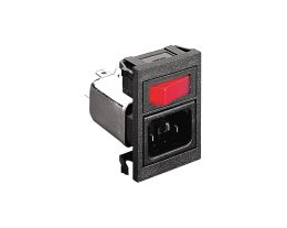 Vertical Power Entry Module 50.8mm C14 Cold Condition Inlet (PX0575) 6.3mm Tab Termination A0610 Filter (6A PS01/A L/C v1) FX0359 Fuseholder DX0928/110V/Red Indicator