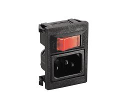 Vertical Power Entry Module 50.8mm C14 Cold Condition Inlet (PX0575) 2.8mm Tab Termination Unfiltered DX0928/250V/Red Indicator VS0001 Voltage Selector