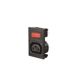 Vertical Power Entry Module 58.4mm Sheet F Shuttered Outlet (PX0783) 2.8mm Tab Termination Unfiltered Single Contact Switch Marked I/O
