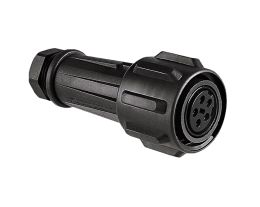 Flex Cable Connector EXP-0911 Series 4 Contact Socket 11mm-13mm Cable (Black Gland)