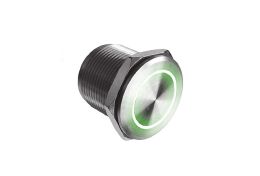 Stainless Steel Illuminated Flathead Piezo Switch MPZ Series 22mm Diameter Momentary Action IP68 IP69K Sealed Red/Green illumination
