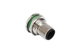 M12 Series B Code Brass Nickel Plated PG9 Rear Panel Mount Connector 5 Contact Pins PCB Termination