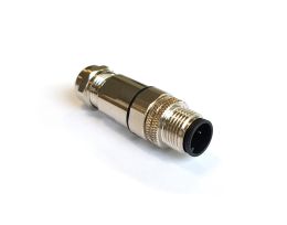 M12 Series Brass Nickel Plated Male Inline Body Connectors