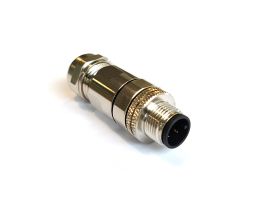 M12 Series A Code Brass Nickel Plated PG9 Inline Body 4 Contact Pins
