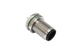 M12 Series B Code Brass Nickel Plated M12 Rear Panel Mount Connector 5 Contact Pins PCB Termination