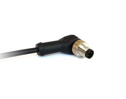 M12 Series D Code PVC Right-Angle Overmould Flex Cable Connector 4 Contact Pins Pre-Wired With 10M PVC Jacket Cable