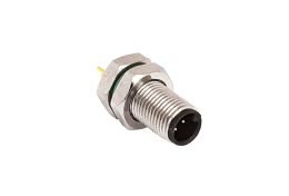 M5 Series A Code Brass Nickel Plated Rear Panel Mount Connector 3 Contact Pins PCB Termination