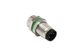 M8 Series A Code Brass Nickel Plated Rear Panel Mount Connector 5 Contact Pins PCB Termination