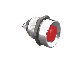 Brass Chrome Plated Push Button Switch Red Recessed Button S.P. Push To Make Slow Momentary Action 22.2mm Diameter