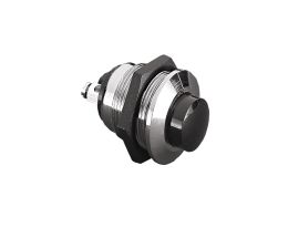 Brass Chrome Plated Push Button Switch Black Prominent Button S.P. Push To Make Slow Momentary Action 22.2mm Diameter