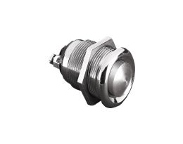 Brass Chrome Plated Push Button Switch Prominent Button S.P. Push To Make Slow Momentary Action 22.1mm Diameter