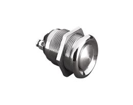 Brass Chrome Plated Push Button Switch Proud Fitting S.P. Push To Make Slow Momentary Action 22.1mm Diameter internally sealed