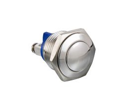 Stainless Steel Push Button Switch Domed Profile S.P. Push To Make Momentary Action 18mm Diameter