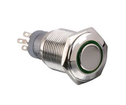 Stainless Steel Illuminated Latching Action Push Button Switch MP0045/1D1-MP0045/1D2-MP0045/1E1-MP0045/1E2 Series 220V DC Blue LED Ring Solder Tag Termination