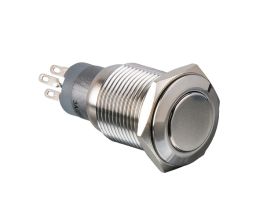 Stainless Steel Push Button Switch Low Profile D.P.C.O. Momentary Action 18mm Diameter