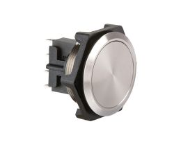 Stainless Steel Low Profile Large Diameter Vandal Resistant Push Button Switch S.P.C.O. Momentary Action (Microswitch) 32mm Diameter IP66 Sealed