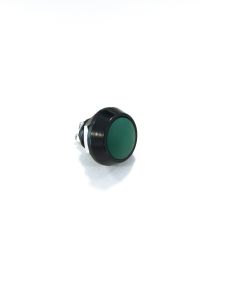 Push Button Switch MMPI0120 Series IP65 Black Anodized Aluminium Body Black PBT Button 12V DC Amber LED Illuminated 2mm x 0.5mm Pin Termination