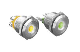 Stainless Steel Vandal Resistant Illuminated IP66 Push Button Switch MPI001 Series 24V Green LED Dot Solder Tag Termination