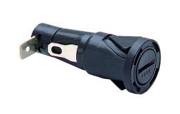 Fuseholder Protection Category PC2 Snap Fit To Panel Keyed Mounting Hole 6.3mm Right Angle Tab Termination 6.3mm x 32mm Fuse Screw Cap Carrier Screwdriver Release