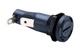 Fuseholder Protection Category PC2 Panel Mount Keyed Mounting Hole Metal Nut 4.8mm Right Angle Solder Tag Termination 6.3mm x 32mm Fuse Screw Cap Carrier Screwdriver Release