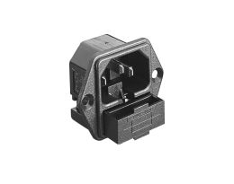 IEC Connector Flange Mount Fused Inlet PF0001 Series Grey 2.8mm Solder Tag Termination EN60 320-1 Standard Sheet C14 Class I