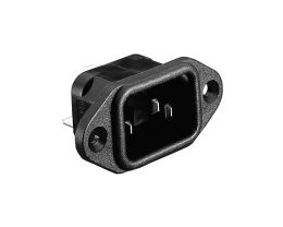 IEC Connector Flange Mount Inlet PX0580 Series Grey 4.8mm Tab Termination EN60 320-1 Standard Sheet C14 Class I