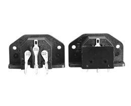 IEC Connector PCB Mount Flange Rear Mount Inlet PX0580 Series White No Cover PCB Spills Termination EN60 320-1 Standard Sheet C14 Class I