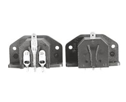IEC Connector PCB Mount Flange Rear Mount Inlet PX0580 Series White No Cover PCB Spills/4.8mm Tab (Earth) Termination EN60 320-1 Standard Sheet C14 Class I