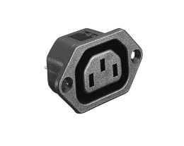 IEC Connector Flange Mount Outlet PX0675 Series Black 4.8mm Tab Termination EN60 320-2-2 Standard Sheet F Class I