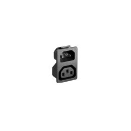IEC Connector Snap Fit To Panel Inlet/Outlet PX0716 1.2mm Panel 4.8mm Tab Termination EN60 320-1 Standard Sheet C14 Class I and EN60 320-2-2 Standard Sheet F Class I