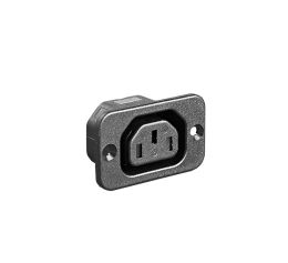 IEC Connector Rectangular Flange Mount Shuttered Outlet PX0793 Series White 4.8mm Tab Termination EN60 320-2-2 Standard Sheet F Class I