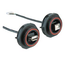 Rear Panel Mount Leaded USB Connector PX0849 Series Sealed A Socket Front of Panel to 5 Way Header