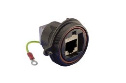 Front Panel Mount Connector PX0893 Series CAT6a Shielded Coupler Plus Earth Wire