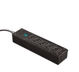 Box Style Rectangular IEC Distribution Unit PXD303 Series BS1363 Plug on 2M Cable 5 Shuttered Outlet Red Illuminated Switch