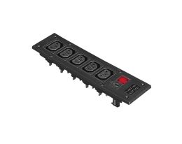 Panel Mount Rectangular IEC Distribution Unit PXD100 5 Shuttered Outlet Fused With Neon Indicator