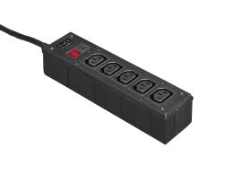 Box Style Rectangular IEC Distribution Unit PXD303 Series BS1363 Plug on 2M Cable 5 Shuttered Outlet Fused With Neon Indicator EMI Filtered