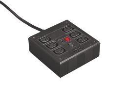 Box Style Rectangular IEC Distribution Unit PXD703 Series BS1363 Plug on 2M Cable 6 Shuttered Outlet Switched Fused With Neon Indicator