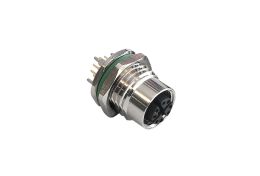 M12 Series X Code Brass Nickel Plated M16 Rear Panel Mount Connector 8 Contact socket PCB Termination