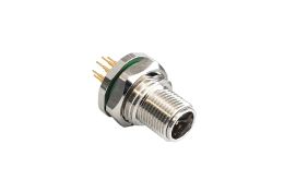 M12 Series X Code Brass Nickel Plated M16 Rear Panel Mount Connector 8 Contact Pins PCB Termination