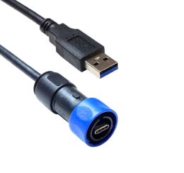 Fully Overmoulded USB Cable PXP4040/C Series USB Standard A Plug To Sealed C-Type Plug 3M Cable