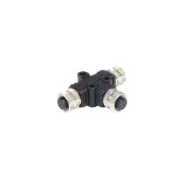 M12 Connectors T Splitters, Male or Female NI-M12TSPLIT