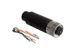 M12 Series X Code TPU Flex Body Overmould Cable Connector 8 Contact Socket Pre-Wired With 1M PU Jacket Cable