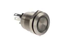 Stainless Steel Vandal Resistant Illuminated IP66 Push Button Switch MPI002 Series Red/Green LED Ring (No Resistor) 2.8mm Tab Termination