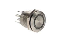 Stainless Steel Vandal Resistant Illuminated IP66 Push Button Switch MPI002 Series Green/Blue LED Ring (No Resistor) 2.8mm Tab Termination