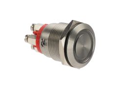 Stainless Steel Vandal Resistant Illuminated IP66 Push Button Switch MPI002 Series 24V Red LED Ring Screw Termination