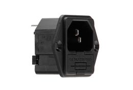 IEC Connector Flange Mount Fused Inlet PF0001 Series Black 6.3mm Tab Termination EN60 320-1 Standard Sheet C14 Class I